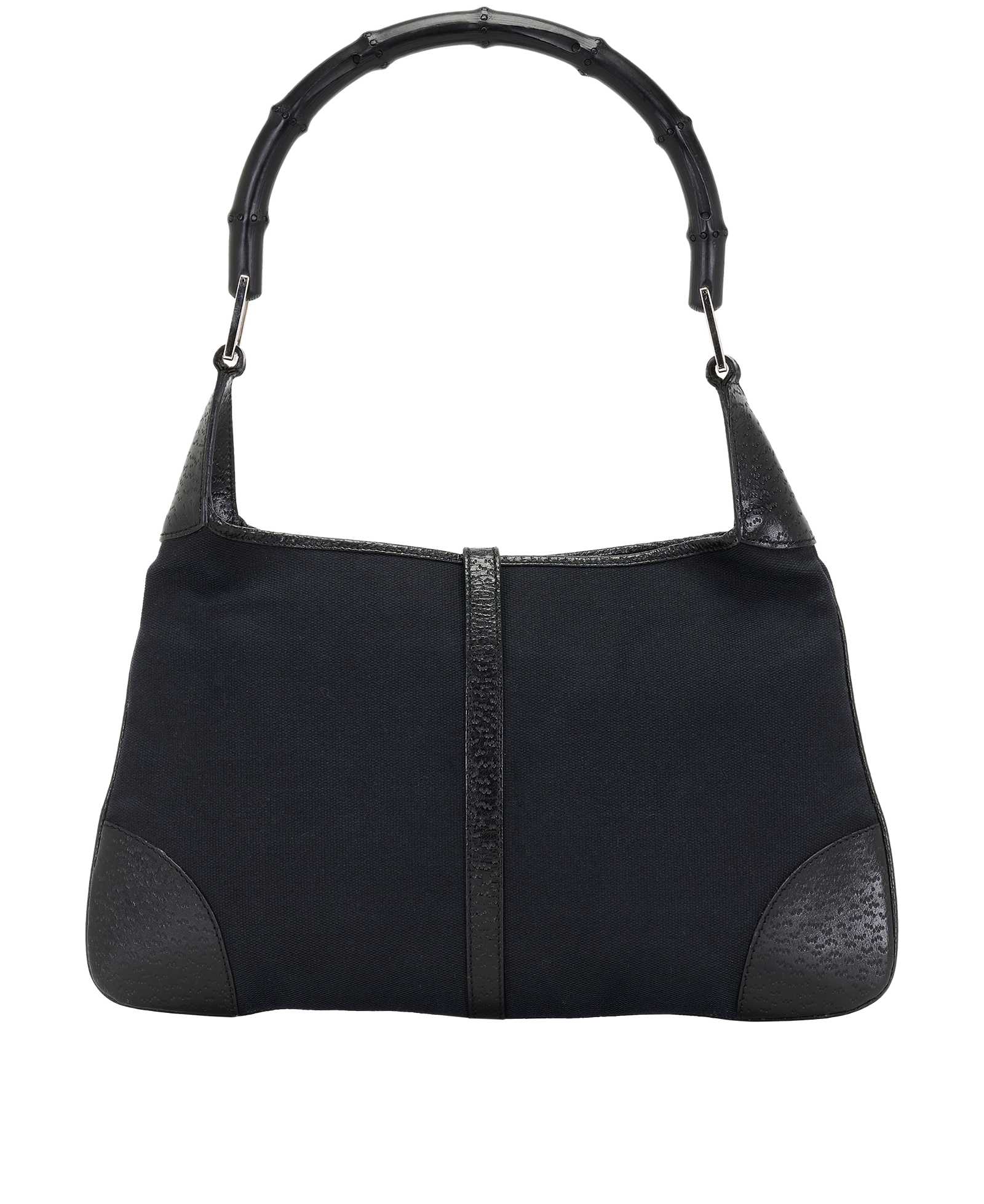 Vintage Bamboo Jackie, &pound;380, Handbags, Black, Canvas/Leather, Back view